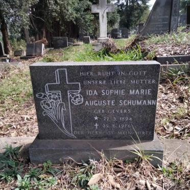 SCHUMANN Ida Sophie Marie Auguste nee GEVERS 1894-1976
