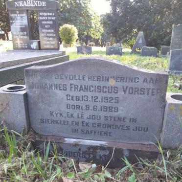 VORSTER Johannes Franciscus 1925-1989