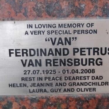 RENSBURG Ferdinand Petrus, van 1925-2008