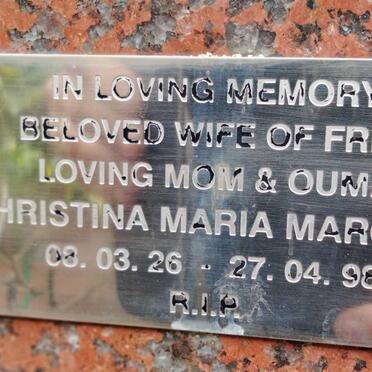 MARCHAL Christina Maria 1926-1998