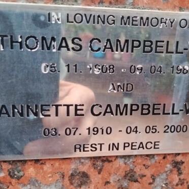 CAMPBELL-WATT Thomas 1908-1985 & Annette 1910-2000