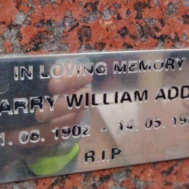 ADDIS Harry William 1902-1989
