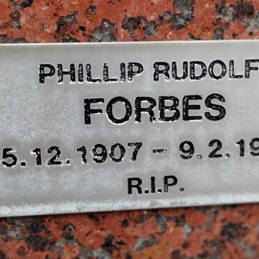 FORBES Phillip Rudolf 1907-1992
