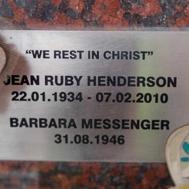 HENDERSON Jean Ruby 1934-2010 :: MESSENGER Barbara 1946
