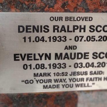 SCOTT Denis Ralph 1933-2016 & Evelyn Maude 1933-2017