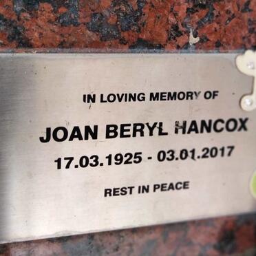 HANCOX Joan Beryl 1925-2017