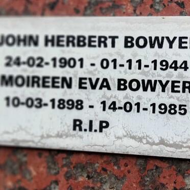 BOWYER John Herbert 1901-1944 & Moireen Eva 1898-1985
