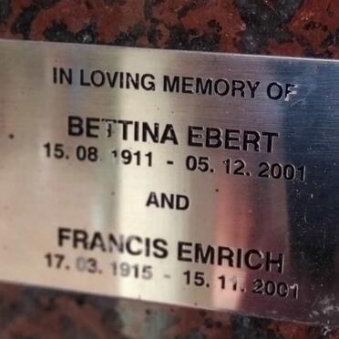 EBERT Bettina 1911-2001 :: EMRICH Francis 1915-2001