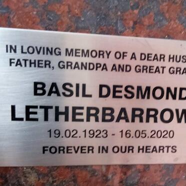 LETHERBARROW Basil Desmond 1923-2020