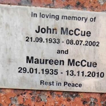 MCCUE John 1933-2002 & Maureen 1935-2010