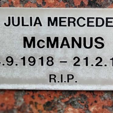 MCMANUS Julia Mercedes 1918-1992