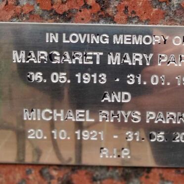 PARKER Michael Rhys 1921-2006 & Margaret Mary 1913-1996