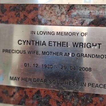 WRIGHT Cynthia Ethel 1930-2008
