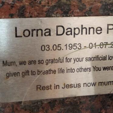 PENFOLD Lorna Daphne 1953-2021