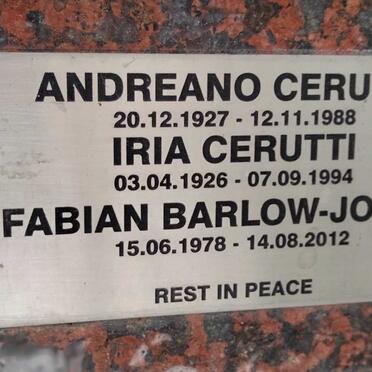 CERUTTI Andreano 1927-1988 & Iria 1926-1994 :: BARLOW-JONES Fabian 1978-2012