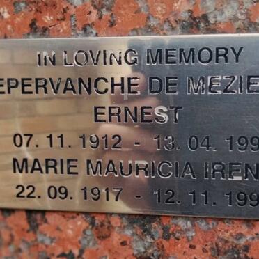 MEZIERES Ernest, LEPERVANCHE de 1912-1991 & Marie Mauricia 1917-1997