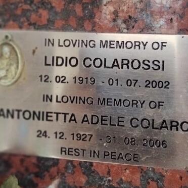 COLAROSSI Lidio 1919-2012 & Antonietta Adele 1927-2006