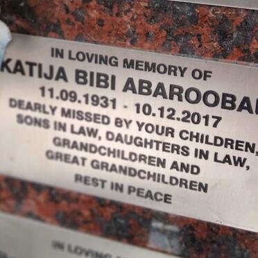 ABAROOBAM Katija Bibi 1931-2017