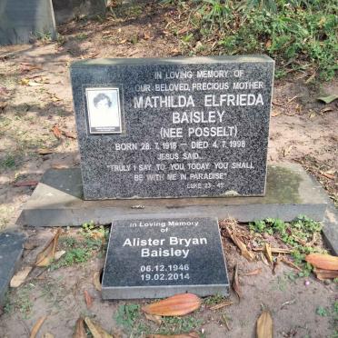 BAISLEY Mathilda Elfrieda nee POSSELT 1918-1998 :: BAISLEY Alister Bryan 1946-2014