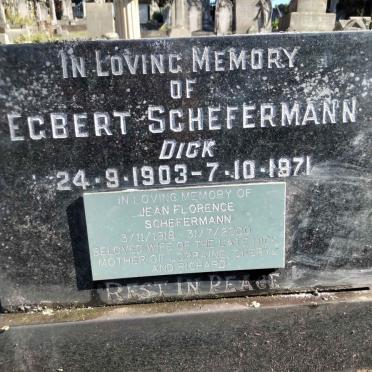 SCHEFERMANN Egbert 1903-1971 &amp; Jean Florence 1918-2000