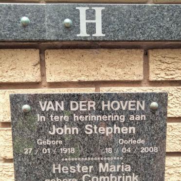 HOVEN John Stephen, van der 1918-2008 & Hester Maria COMBRINK 1924-