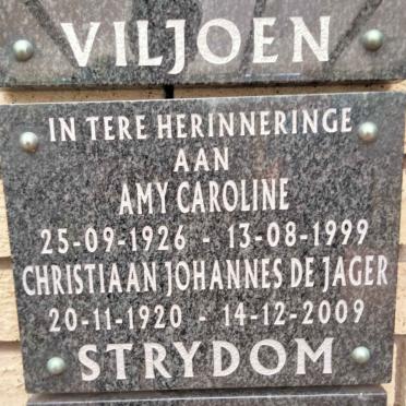 STRYDOM Christiaan Johannes De Jager 1920-2009 & Amy Caroline 1926-1999