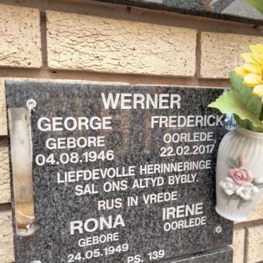 WERNER George Frederick 1946-2017 & Rona Irene 1949-