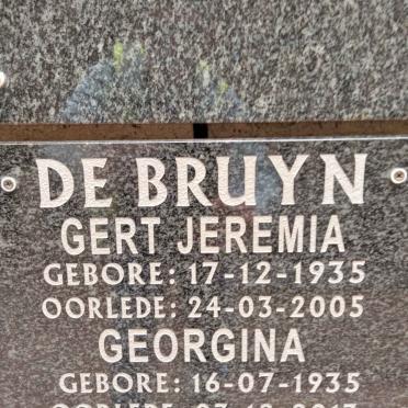 BRUYN Gert Jeremia 1935-2005 & Georgina 1935-2013