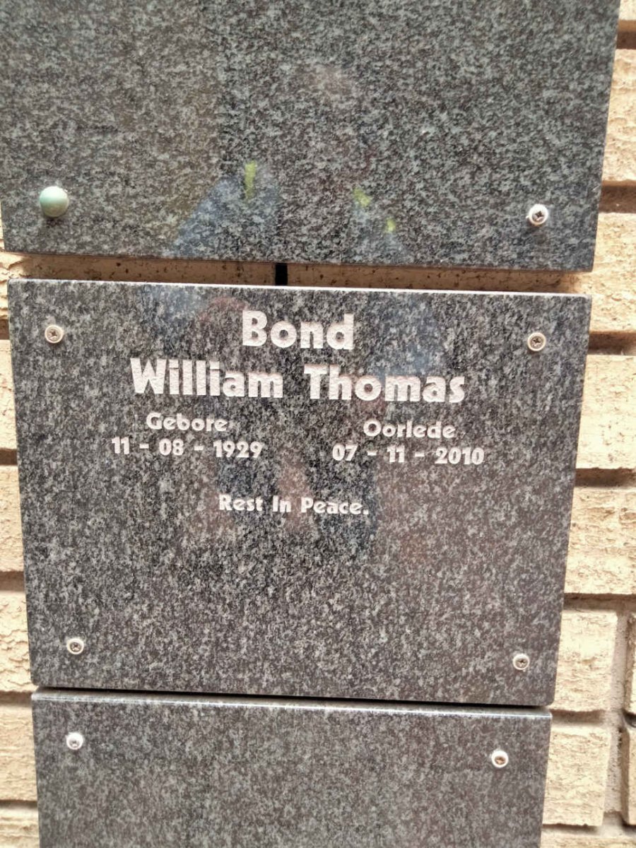 BOND William Thomas 1929-2010