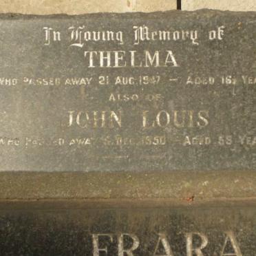 FRARA John Louis 1895-1950 :: FRARA Thelma 1931-1947