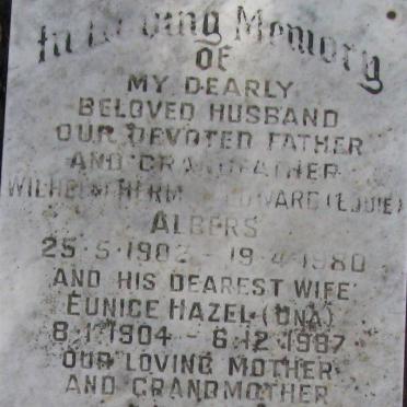 ALBERS Wilhelm Herman Edward 1902-1980 &amp; Eunice Hazel 1904-1987