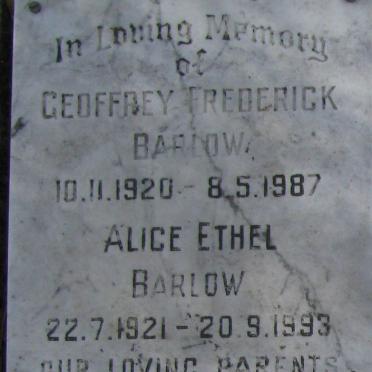 BARLOW Geoffrey Frederick 1920-1987 &amp; Alice Ethel 1921-1993