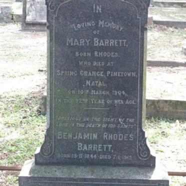 BARRETT Benjamin Rhodes 1844-1919 &amp; Mary RHODES 1812-1904