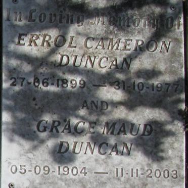 DUNCAN Errol Cameron 1899-1977 &amp; Grace Maud 1904-2003
