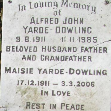 DOWLING Alfred John, Yarde 1911-1985 &amp; Maisie 1911-2006