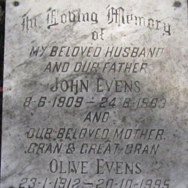 EVENS John 1909-1983 &amp; Olive 1912-1995