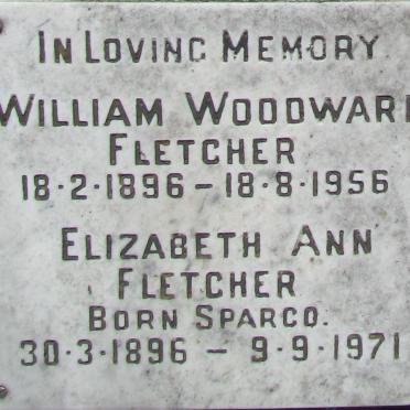 FLETCHER William Woodward 1896-1956 &amp; Elizabeth Ann 1896-1971