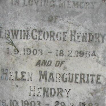 HENDRY Edwin George 1903-1964 &amp; Helen Marguerite 1903-1982