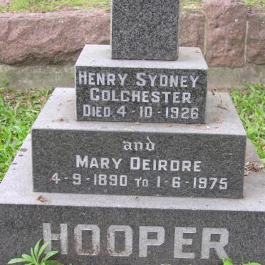 HOOPER Henry Sydney Colchester 1826 &amp; Mary Deirdre 1890-1875