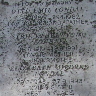 LONDAL Otto Emil 1905-1982 &amp; Sybil Ethelwynne 1919-1991 :: LONDAL Elizabeth Mildred 1945-1996