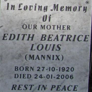 LOUIS Edith Beatrice nee MANNIX 1920-2006