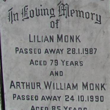 MONK Arthur William 1905-1990 &amp; Lillian 1908-1987