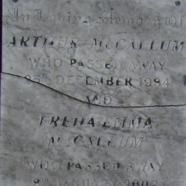 MCCALLUM Arthur -1984 &amp; Freda Emma -2002