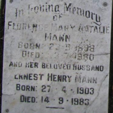 MANN Ernest Henry 1903-1983 &amp; Florence Mary Natalie 1898-1980