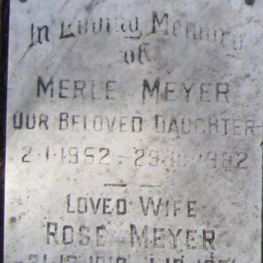 MEYER Rose 1919-1991 :: MEYER Merle 1952-1982