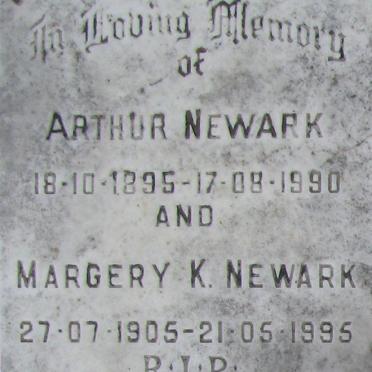 NEWARK Arthur 1895-1990 &amp; Margery K. 1905-1995