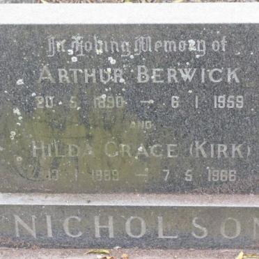 NICHOLSON Arthur Berwick 1890-1959 &amp; Hilda Grace KIRK 1889-1966