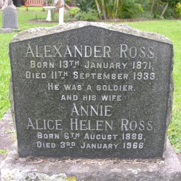 ROSS Alexander 1871-1933 &amp; Annie Alice Helen 1888-1966