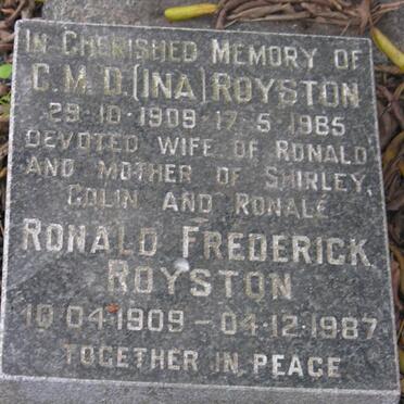 ROYSTON Ronald Frederick 1909-1987 &amp; C.M.D. 1909-1985