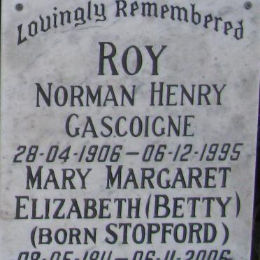 ROY Norman Henry Gascoigne 1906-1995 &amp; Mary Margaret Elizabeth STOPFORD 1911-2006